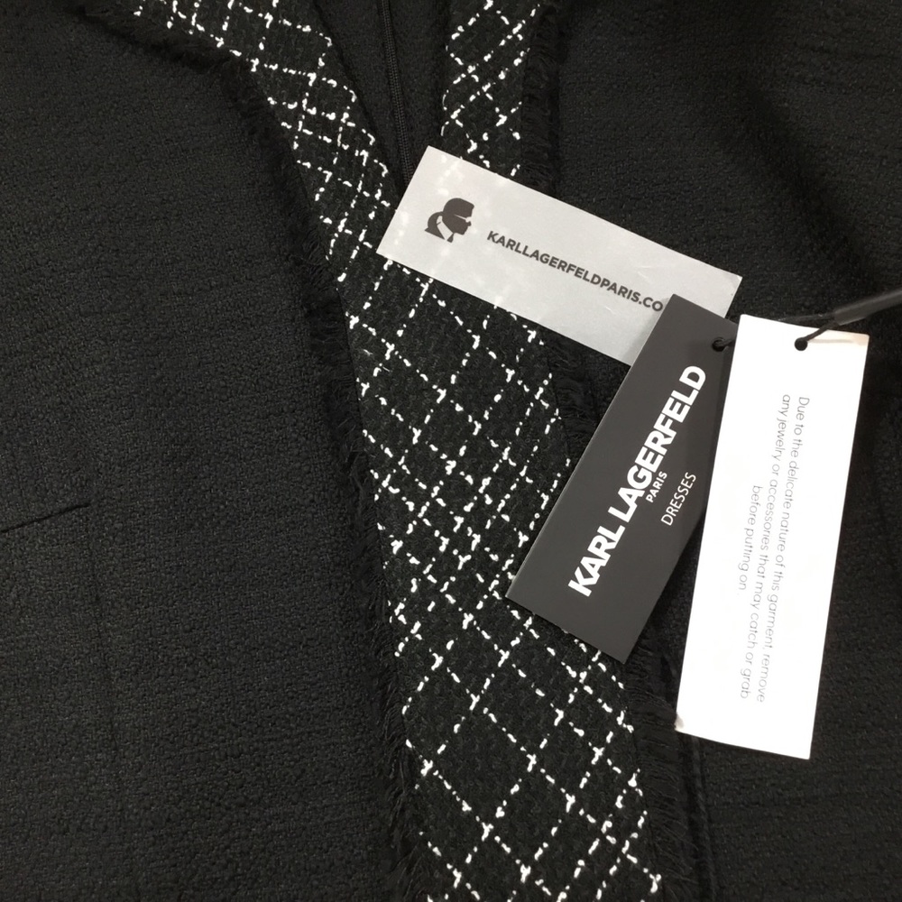 HP🛍 Karl Lagerfeld Black Sheath Tweed Dress 14 - Picture 6 of 10